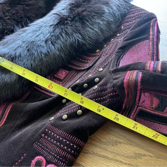 NYGARD Jacket Funky Style Womens 12 Pink Blazer Fur Removable Collar Embroidered - Picture 6 of 10